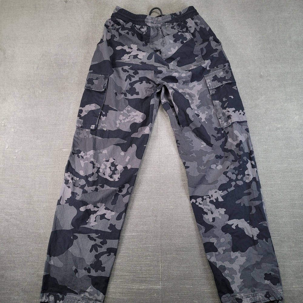 Adidas Originals Women Small Grey Camo Cargo Pants Ripstop Elastic Waist Joggers